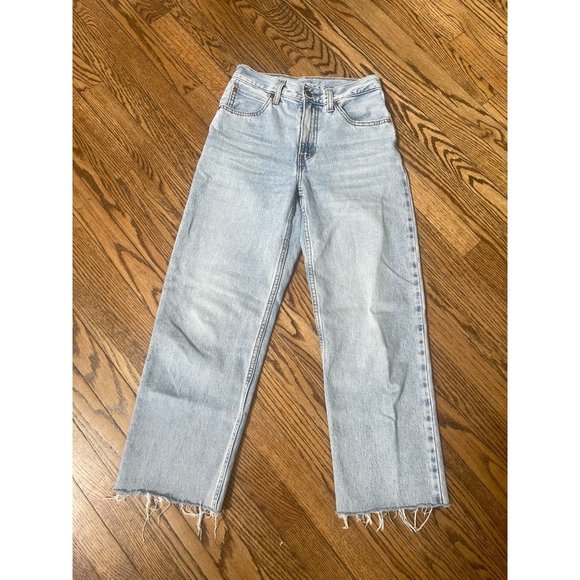 LEVI'S Raw Hem High Rise Loose Fit Straight Leg Dad Jeans - Size 24 - Picture 4 of 10